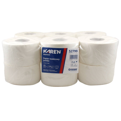 Toaletný papier KAREN JUMBO Ø 19 CM,2 vrst., 100 M (12ks) TISSUE