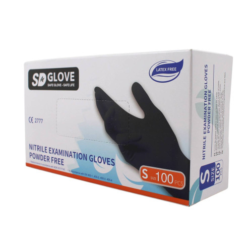 Nitrilové rukavice jednorázové SD GLOVE čierne S 100ks